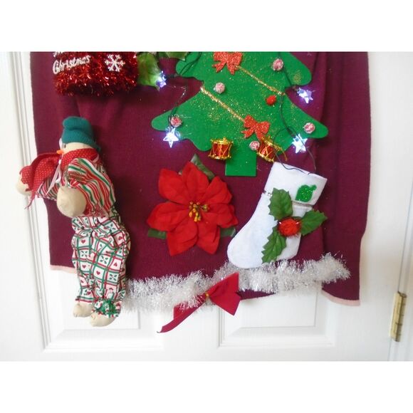 Ugly Christmas Sweater Parties size Small Lights up ugly Xmas sweater NEW - Picture 4 of 8